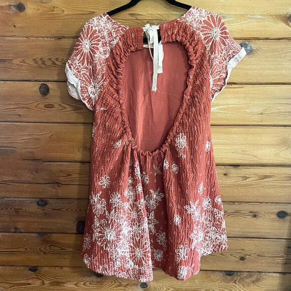 Free People Women’s Pinwheel Open-Back Mini Dress Coral XS - Picture 5 of 8